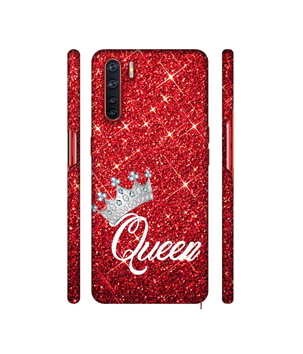 Amazon Brand - Solimo Designer Queen On Red Glitter 3D Printed Hard Back Case Mobile Cover for Oppo A91