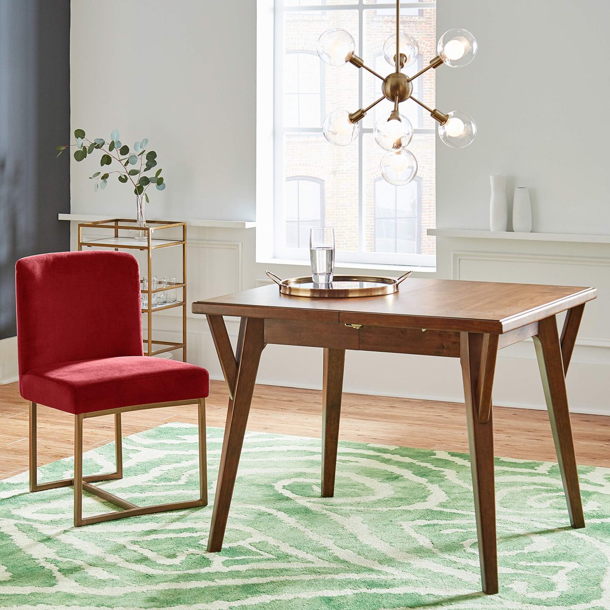 Rivet Eastern Modern Dining Room Kitchen Chairs, Velvet, 32"H, Set of 2