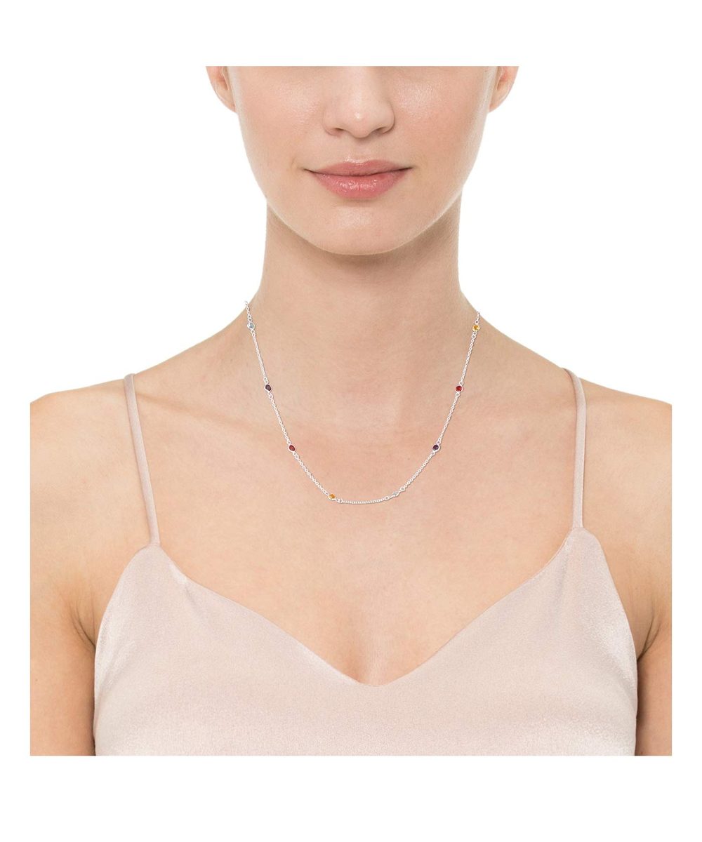 925 Sterling Silver 4.7mm Multi-Color AAA Cubic Zirconia By The Yard Chain Necklace