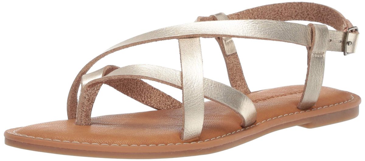 Amazon Essentials Women's Casual Strappy Sandal, Gold, 11 B US