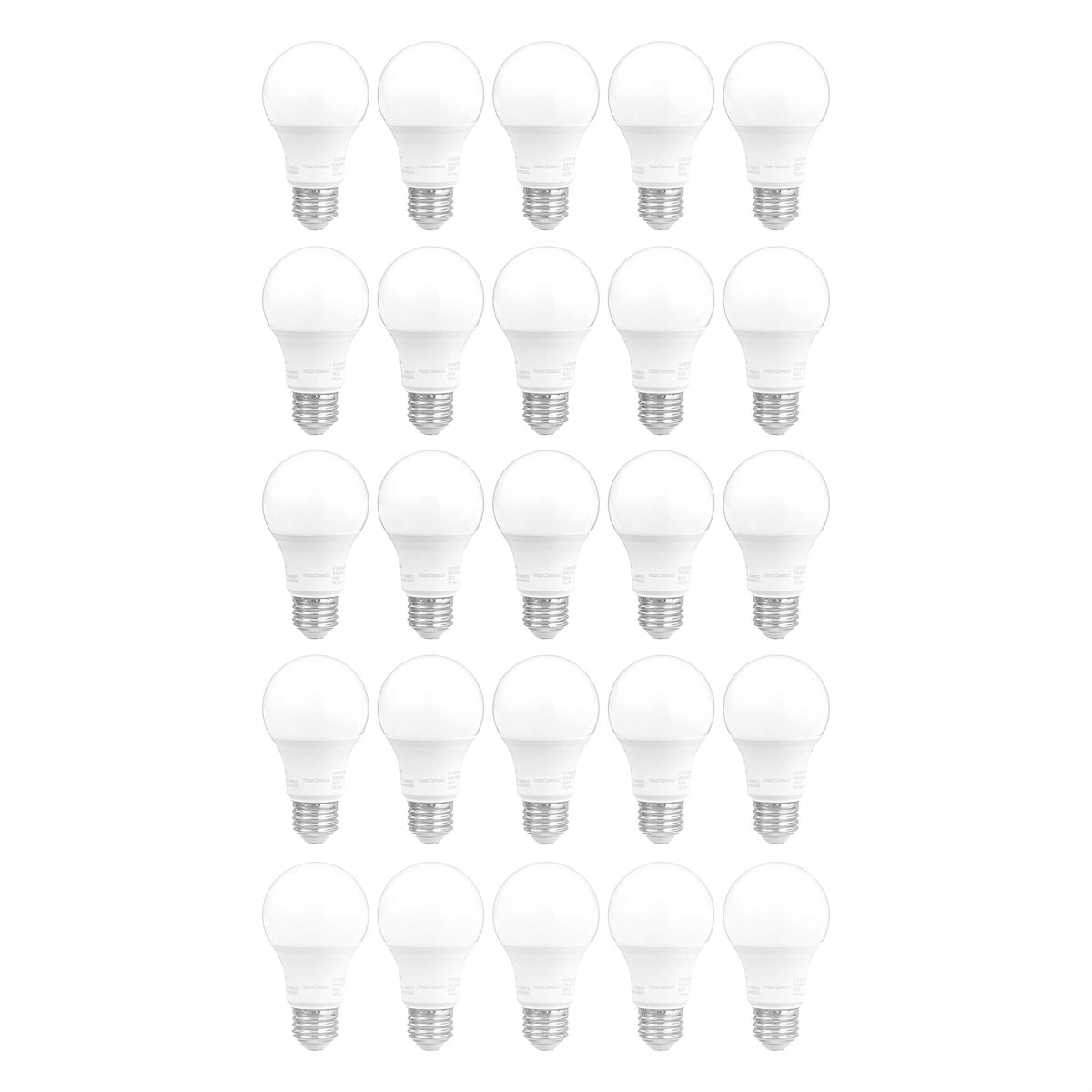 AmazonCommercial 60 Watt Equivalent, 10000 Hours, Non-Dimmable, 800 Lumens, A19 LED Light Bulb - Pack of 25, Soft White