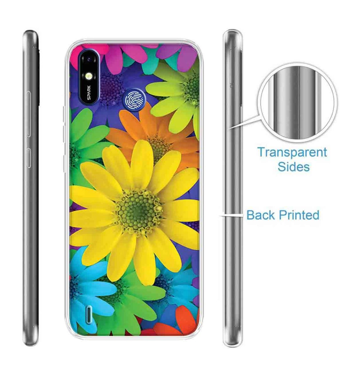 Amazon Brand - Solimo Designer Multicolor African Daisy Design Printed Soft Back Case Mobile Cover for Tecno Spark Go Plus