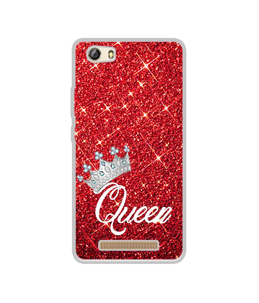 Amazon Brand - Solimo Designer Queen On Red Glitter UV Printed Soft Back Case Mobile Cover for Gionee Marathon M5 lite