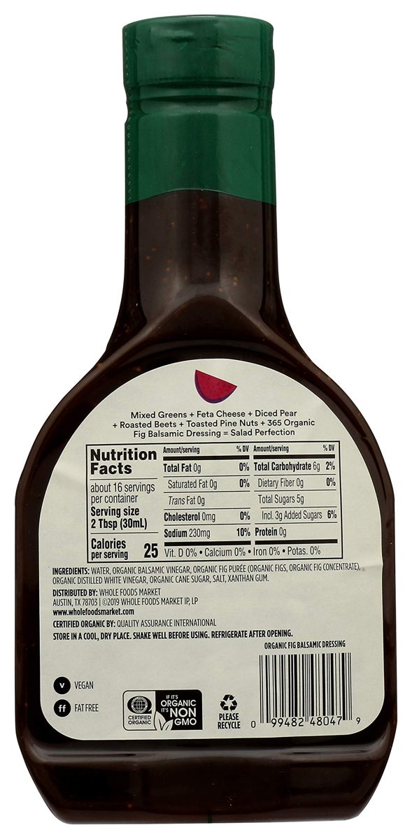 365 Everyday Value, Organic Oil-Free Fig Balsamic, 16 oz
