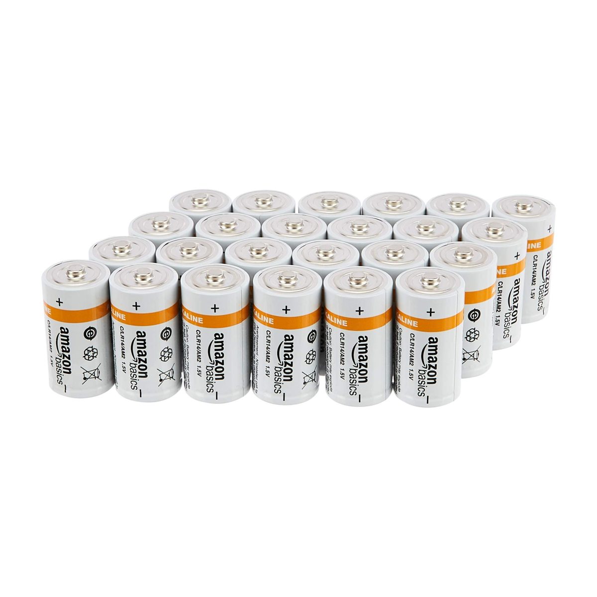 AmazonBasics C Cell Everyday Alkaline Batteries (24-Pack) (Renewed)