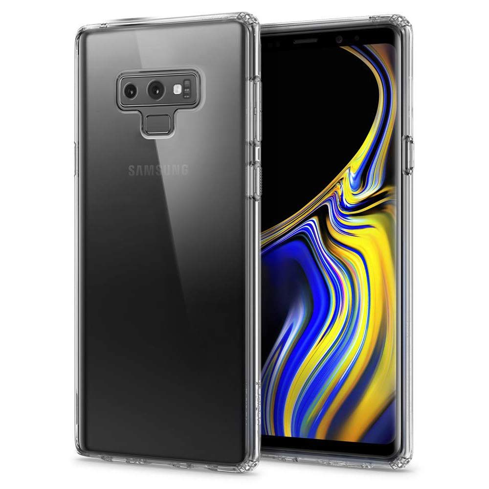 Amazon Brand - Solimo Transparent Case (Hard Back & Soft Bumper Cover) with 8 Foot Drop Porotection & Shock Absorbing Bumpers for Samsung Galaxy Note 9