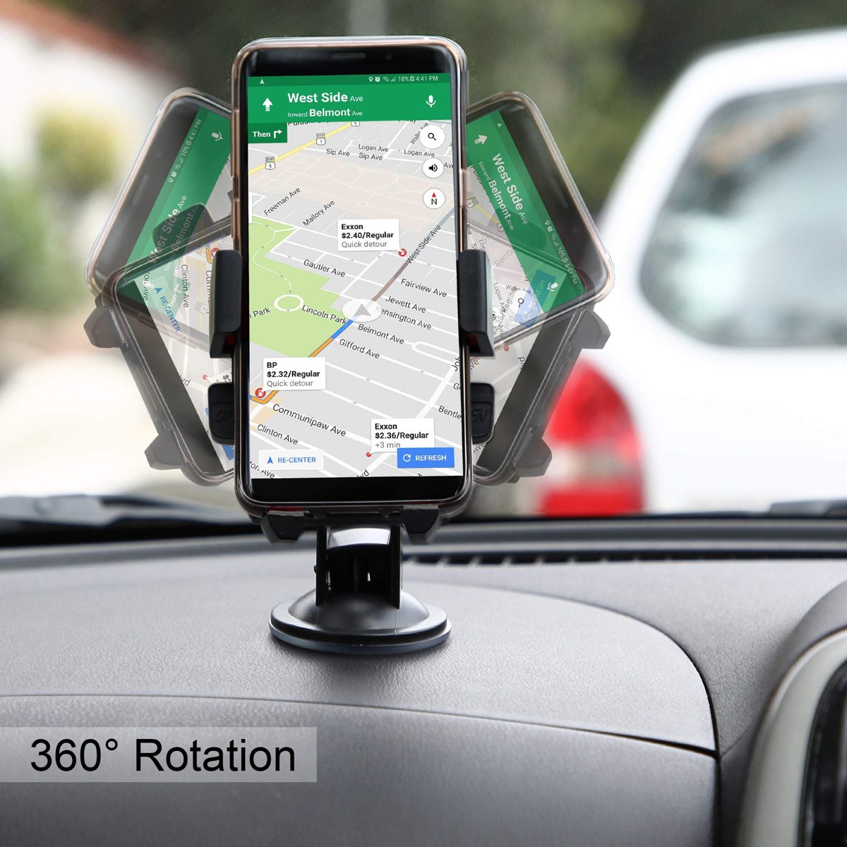 Amazon Brand - Solimo Assist Mobile Holder for Cars (360 Degree Rotation, Black)