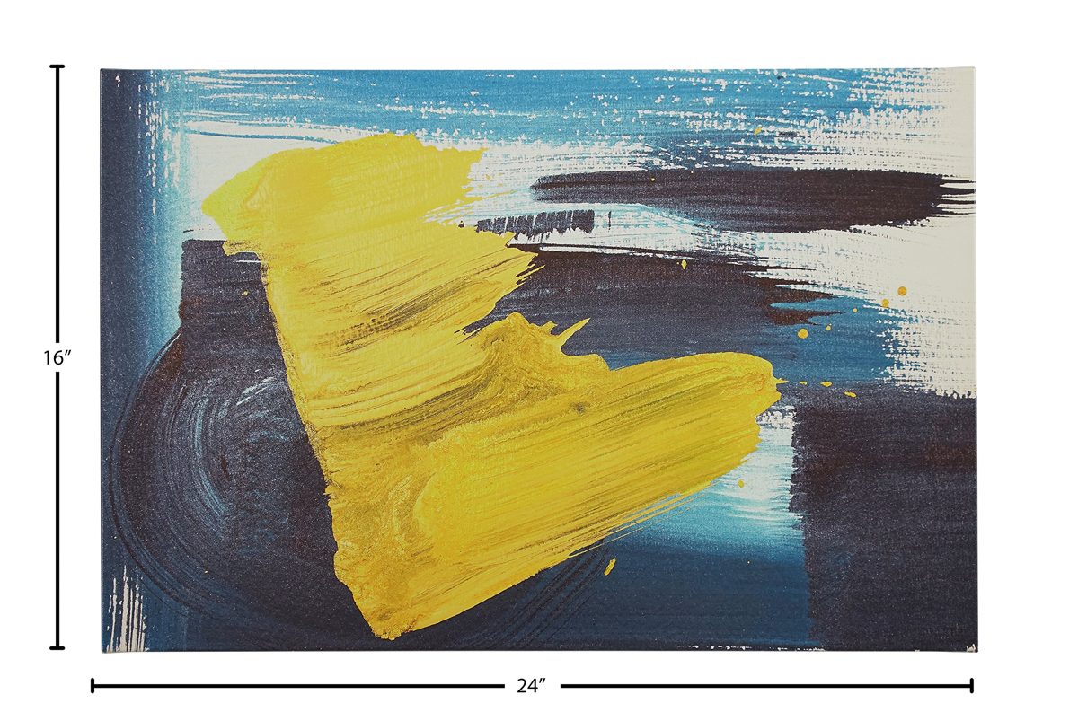Abstract Brushed Blue and Yellow Canvas Print