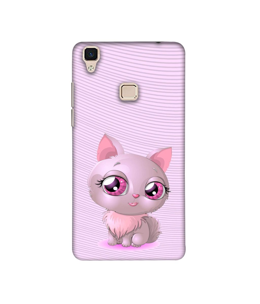 Amazon Brand - Solimo Designer Cute Pink Cat 3D Printed Hard Back Case Mobile Cover for Vivo V3