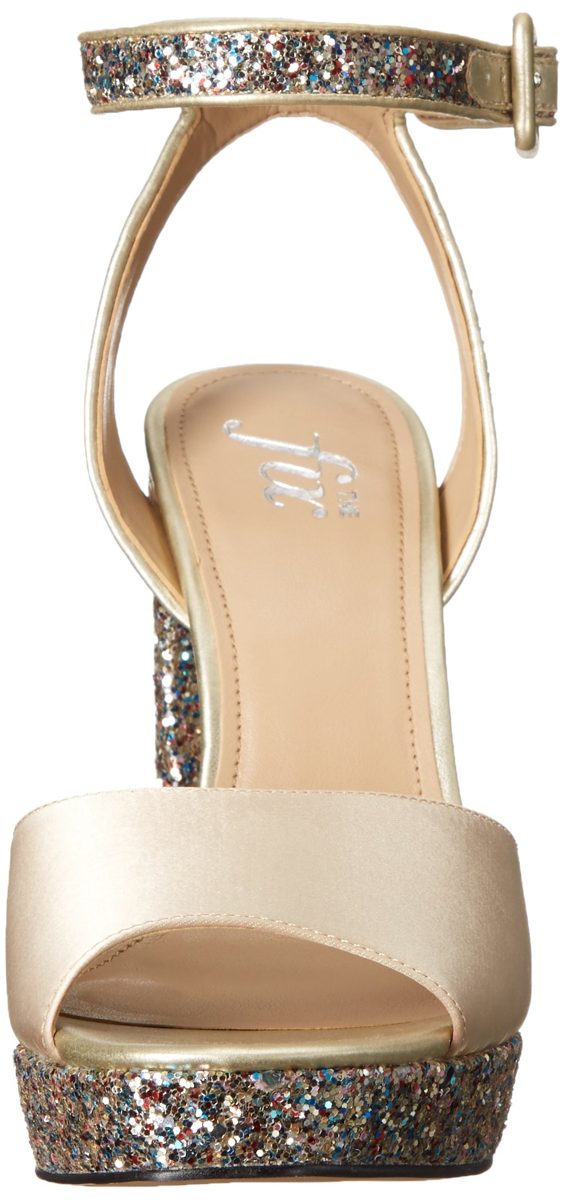 Amazon Brand - The Fix Women's Gia Colorblock Platform Sandal with Ankle Strap, Prosecco/Gold Multi, 8 B US