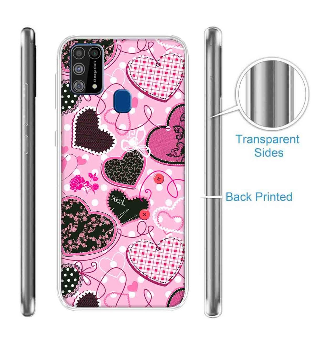 Amazon Brand - Solimo Designer Multicolor Pink Heart Pattern Printed Soft Back Case Mobile Cover for Samsung Galaxy M31