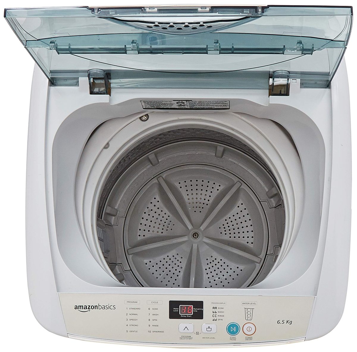 AmazonBasics 6.5 kg Fully-Automatic Top Loading Washing Machine (Light Grey)