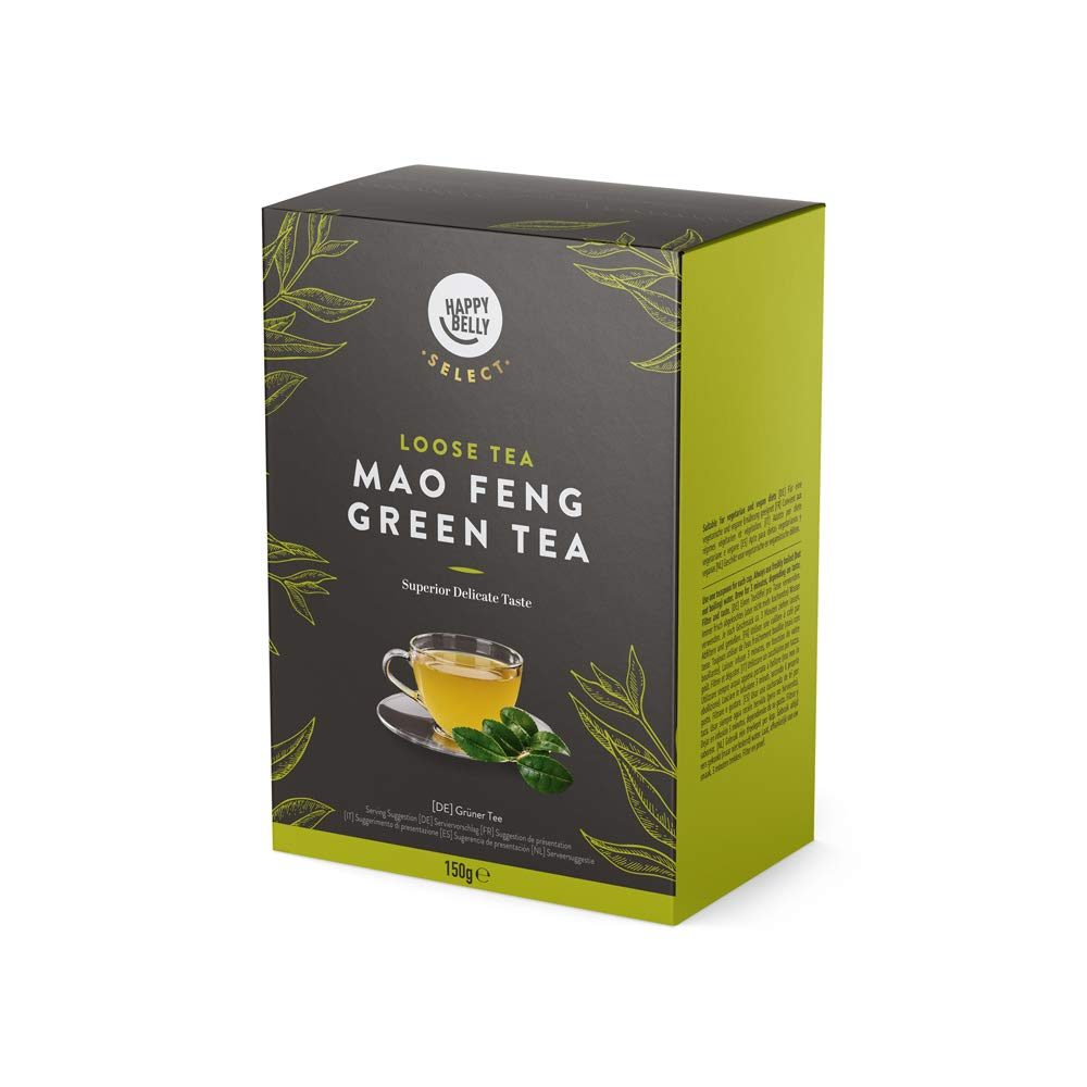 Amazon Brand - Happy Belly Select Green Tea Leaves Mao Feng 2x150 gr - Tea Leaves/Loose