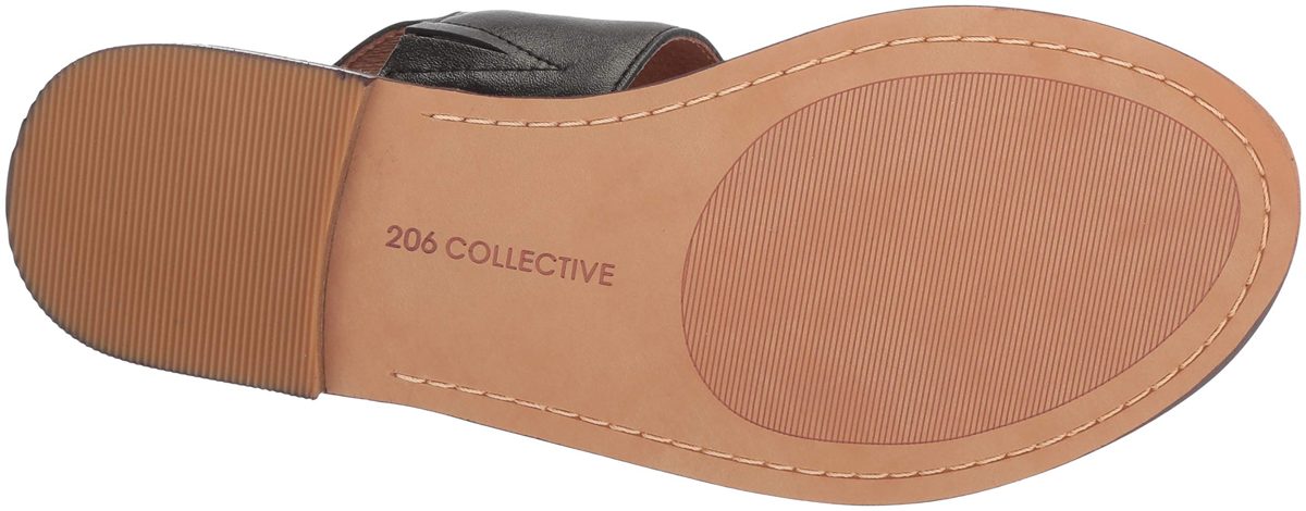 206 Collective Amazon Brand Women's Cedar Casual Double Band Sandal, Cognac/Black Leather, 8 B US