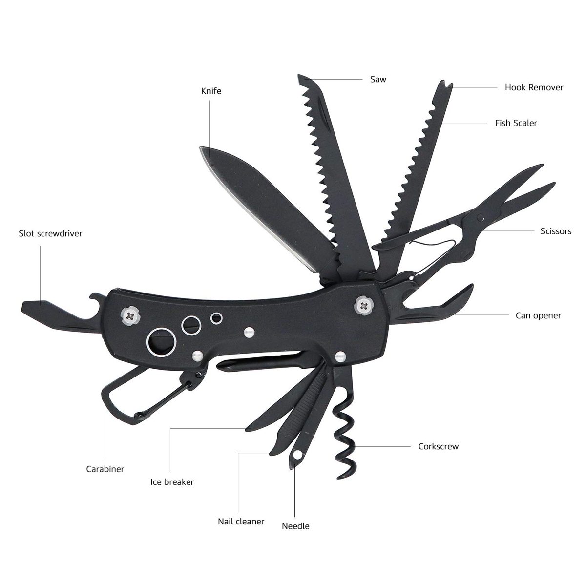 AmazonBasics 15-in-1 Multi-Tool Pocket Knife with Nylon Sheath