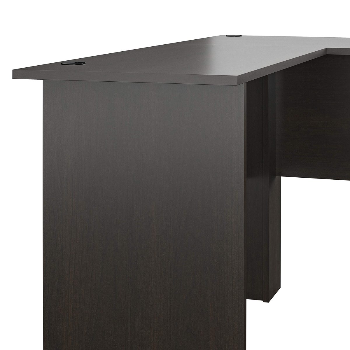 AmazonBasics Classic L-Shaped Desk with Open Bookshelves, Espresso/Brown