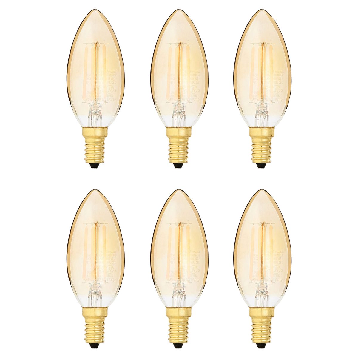 AmazonBasics 40 Watt Equivalent, Clear, Amber, Dimmable, G25 LED Light Bulb | 6-Pack (Renewed)