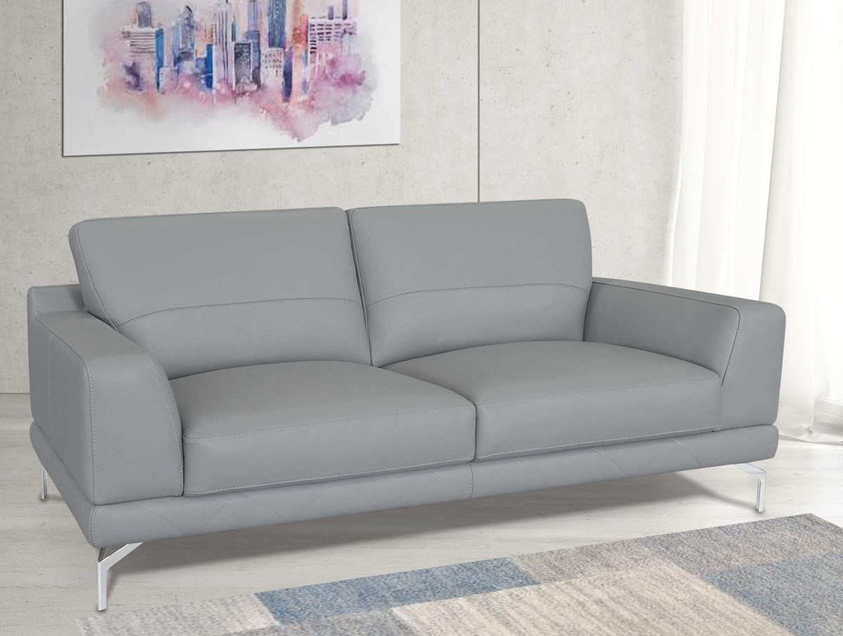Amazon Brand - Alkove Marlow Hand-Crafted Leather Sofa, 2 Seater Maxi, 92 x 190 x 88cm, Light Grey