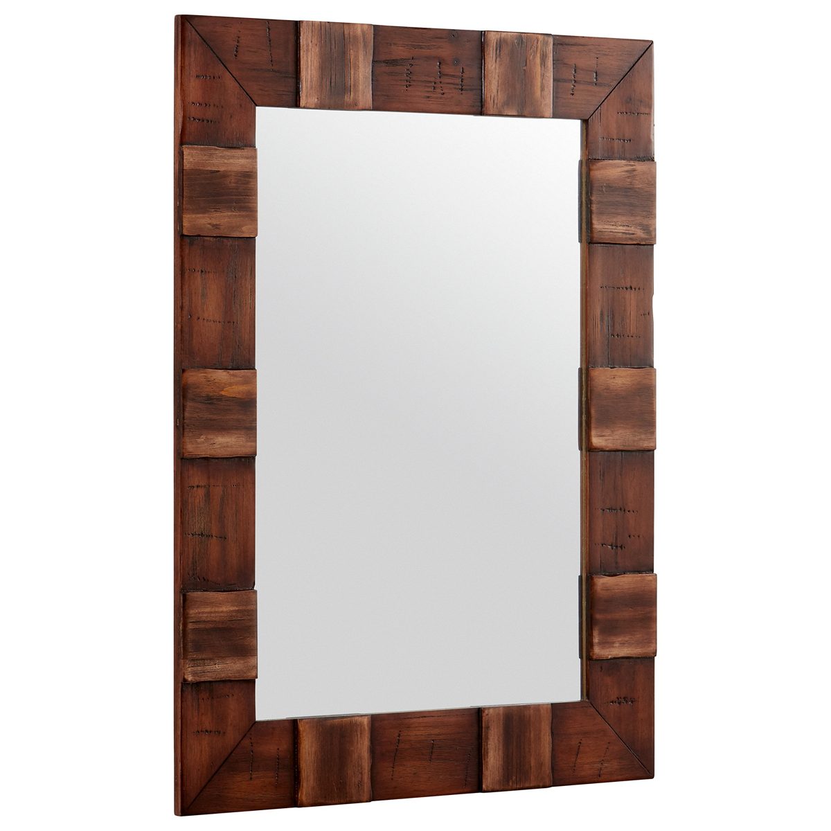 Amazon Brand – Stone & Beam Rustic Wood Frame Hanging Wall Mirror, 31.5 Inch Height, Brown