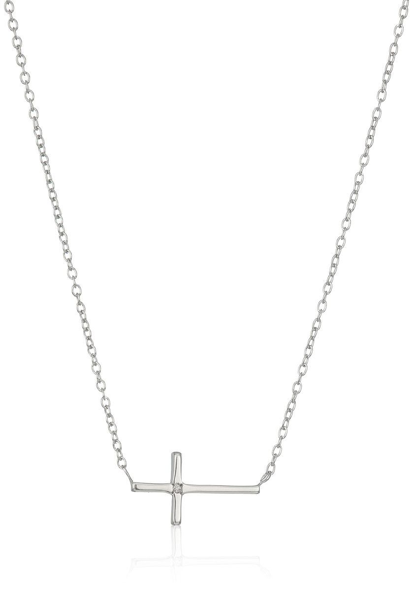 [Find] Amazon Collection Sterling Silver daiyamondoakusentokurosupendantonekkuresu, 17" 1" Extender