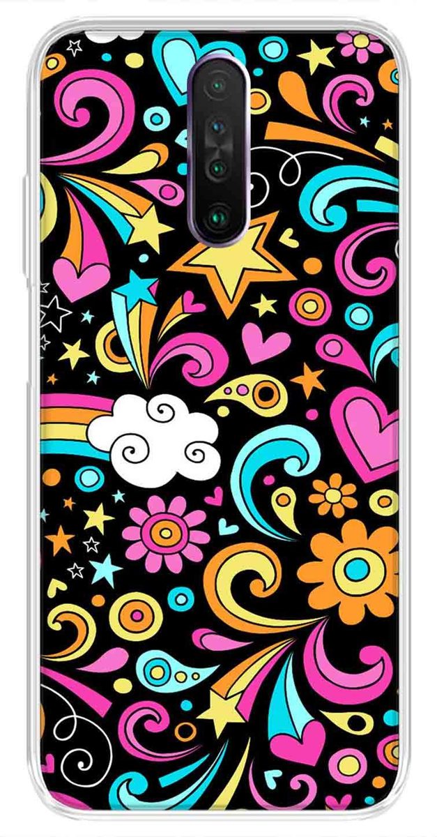 Amazon Brand - Solimo Designer Multicolor Art Design Black Printed Soft Back Case Mobile Cover for Poco X2 / Xiaomi Redmi K30