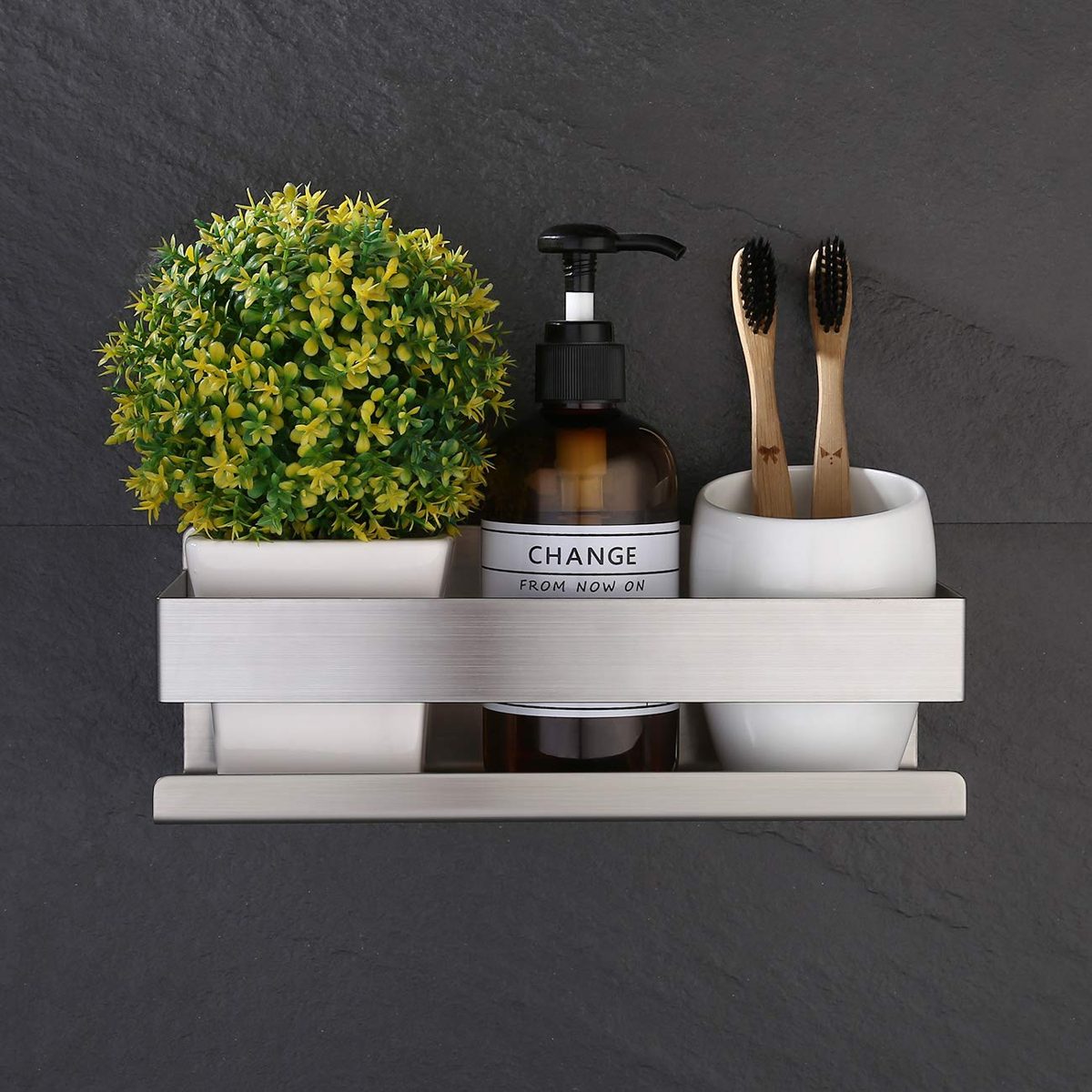 Umi by Amazon Bathroom Shelf Self Adhesive Shower Caddy Shower Shelves NO Drill Storage Organiser Stainless Steel Brushed, BSC205S23B-2