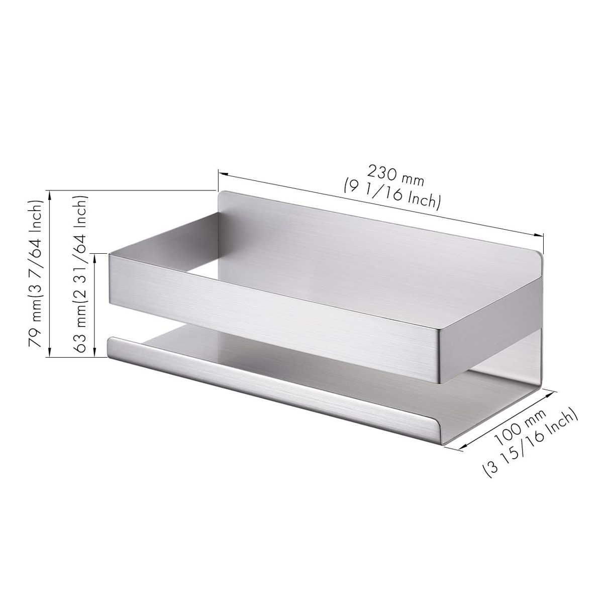 Umi by Amazon Bathroom Shelf Self Adhesive Shower Caddy Shower Shelves NO Drill Storage Organiser Stainless Steel Brushed, BSC205S23B-2