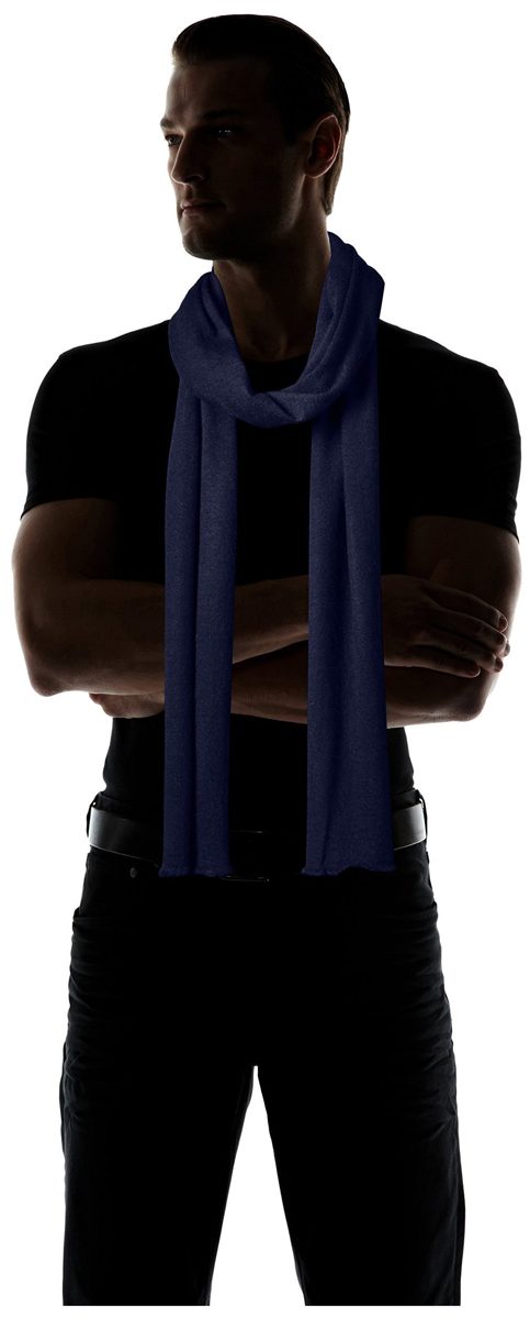 Thirty Five Kent Men's Cashmere Solid Feather Weight Scarf, Navy