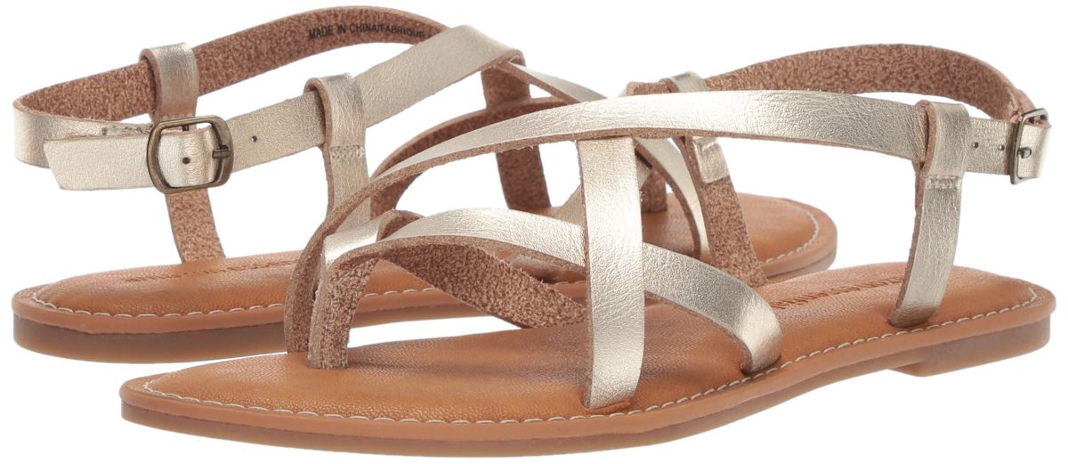 Amazon Essentials Women's Casual Strappy Sandal, Gold, 11 B US