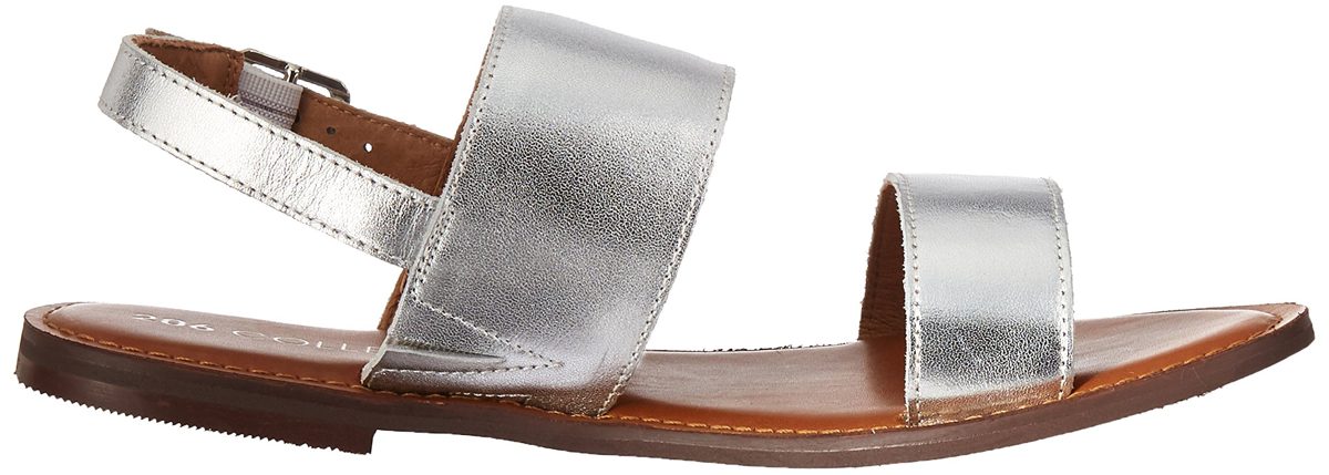 Amazon Brand - 206 Collective Women's Cedar Casual Double Band Sandal, Silver Leather, 11.5 B US
