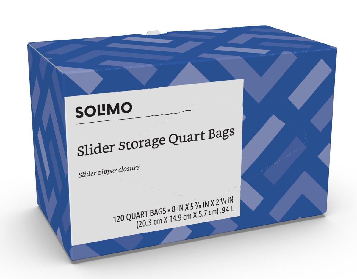 Amazon Brand - Solimo Slider Quart Food Storage Bags, 120 Count