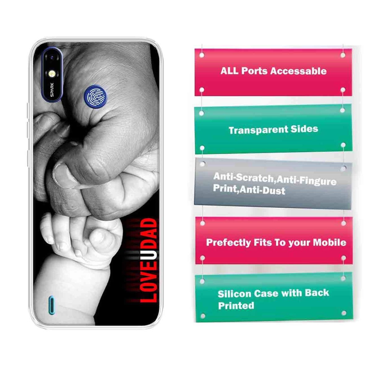 Amazon Brand - Solimo Designer Multicolor Love U Dad Printed Soft Back Case Mobile Cover for Tecno Spark Go Plus