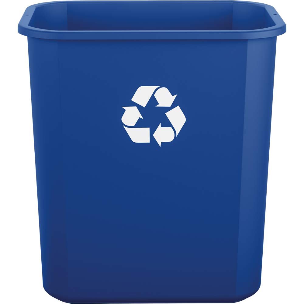 AmazonBasics 7 Gallon Plastic Commercial Trash Waste Basket, Beige, 4-Pack