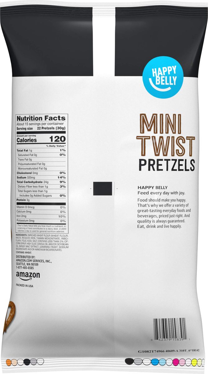 Amazon Brand - Happy Belly Mini Twist Pretzels, 16 Ounce