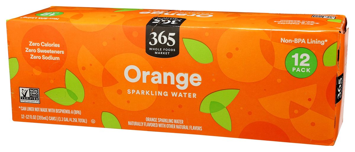 365 by Whole Foods Market, Sparkling Water, Orange (12-12 Fl Oz Cans), 144 Fl Oz