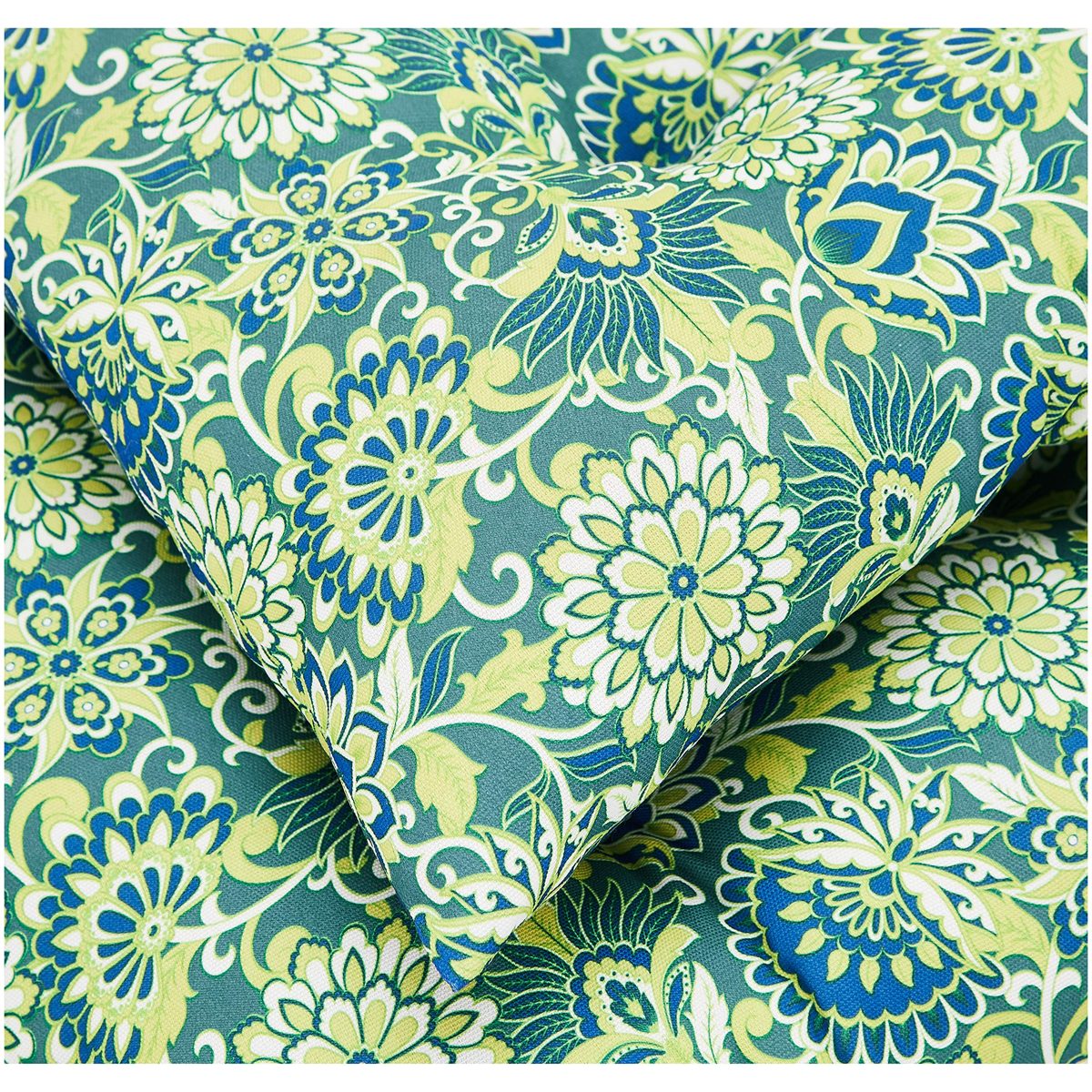 Amazon Basics Tufted Outdoor Square Seat Patio Cushion - Pack of 2, Blue Flower