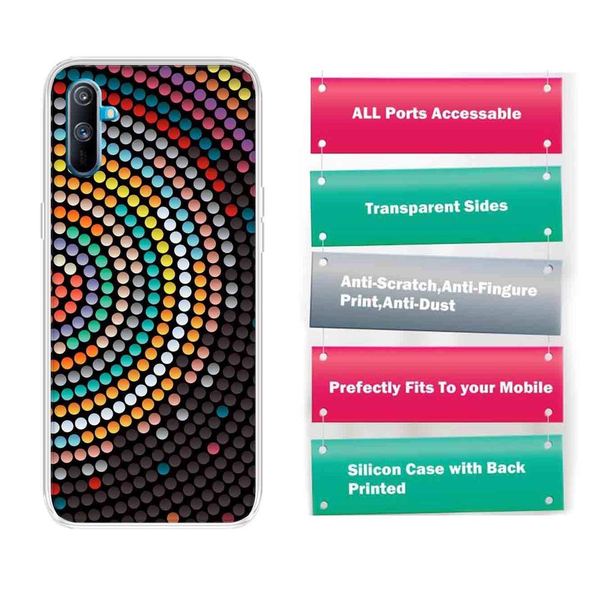 Amazon Brand - Solimo Designer Multicolor Dots Design Printed Soft Back Case Mobile Cover for Realme C3
