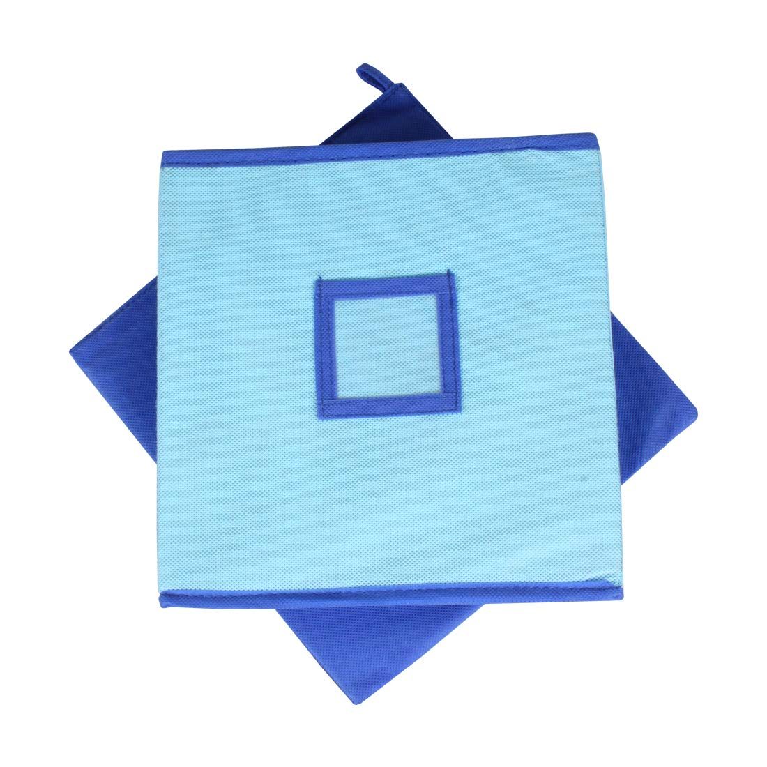 Amazon Brand - Solimo Fabric Storage Box with Lid, Medium, Medical Blue and Royal Blue