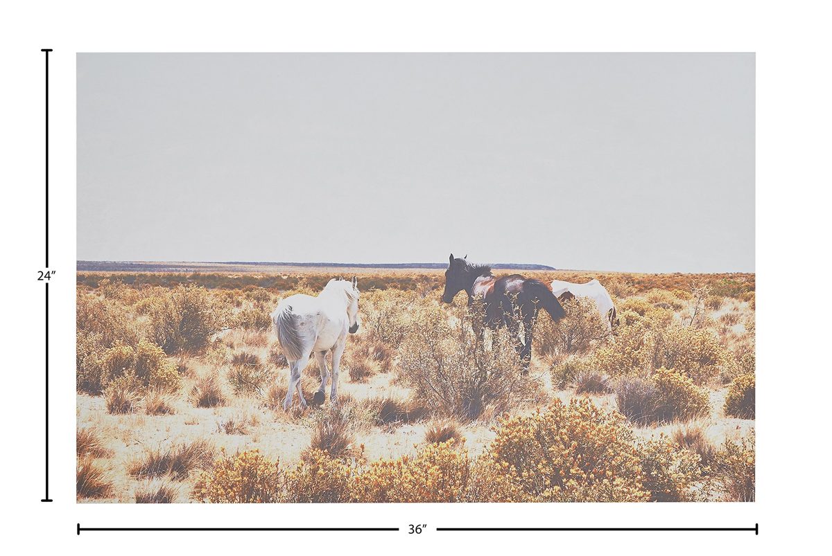 Amazon Brand – Rivet Canvas Print of Horses Grazing in Desert Southwest, 36" x 24"