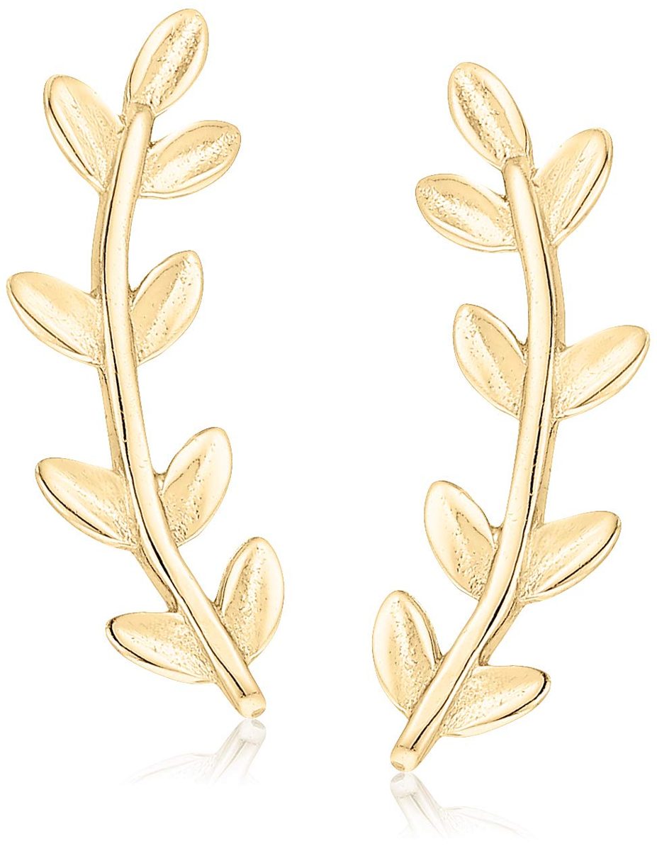 Women's 14K Leaf Climber Stud Earrings, Yellow Gold, One Size