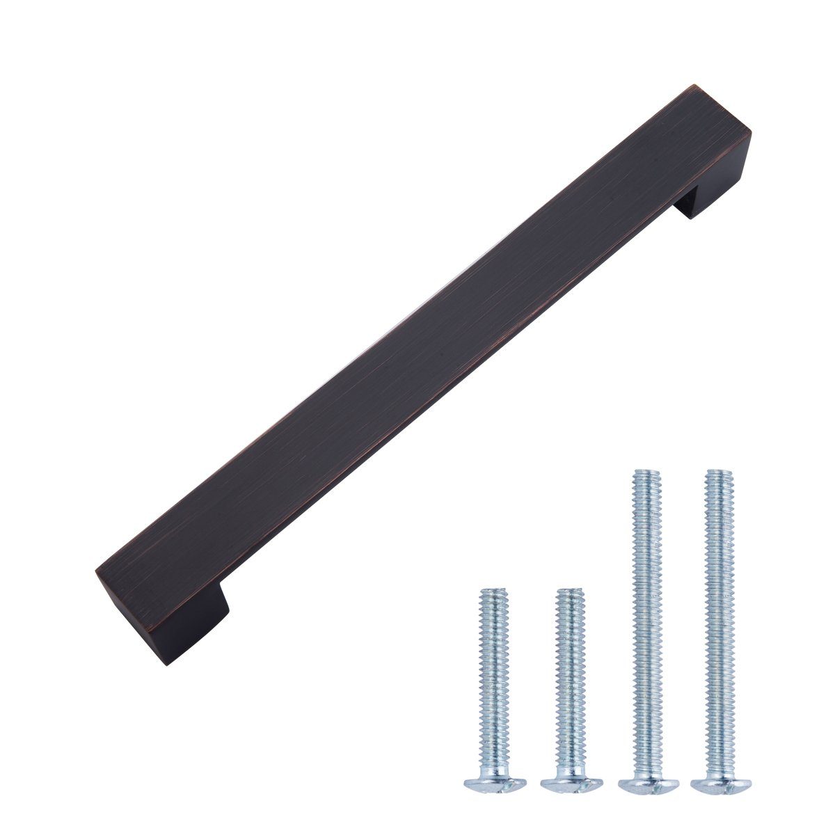 AmazonBasics Short Modern Cabinet Handle, 8.94" Length (7.56" Hole Center), Oil Rubbed Bronze, 10-Pack