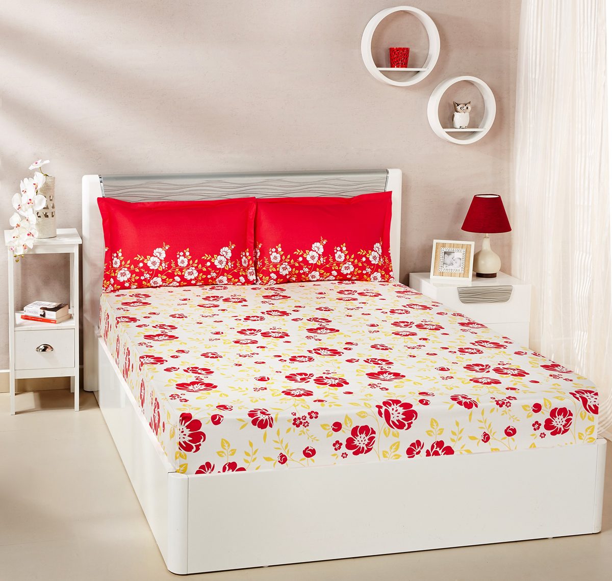 Amazon Brand - Solimo 144 TC Cotton Double Bedsheet with 2 Pillow Covers