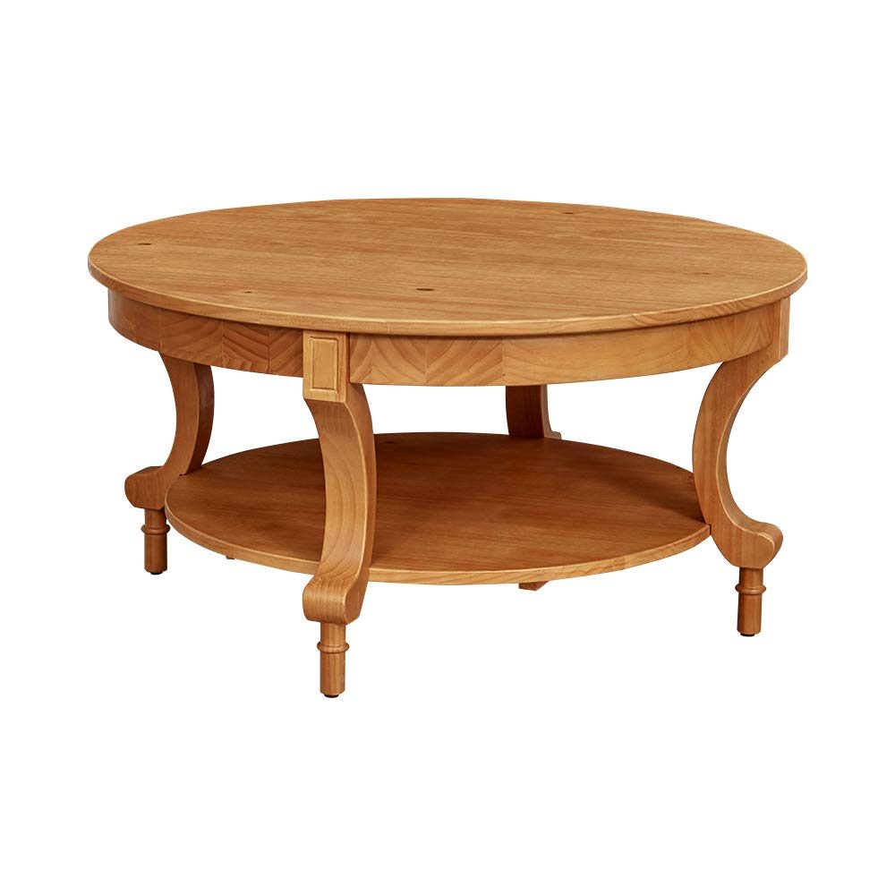 Amazon Brand – Ravenna Home Traditional Solid Pine Coffee Table, 19''H, Oak Finish