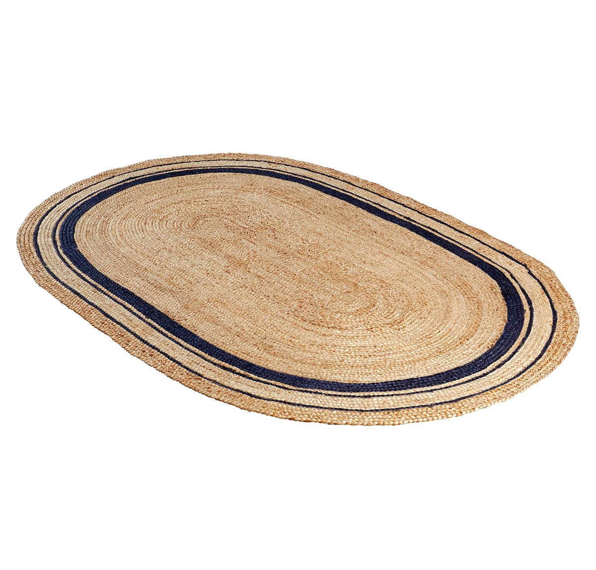 Stone & Beam Contemporary Rikki Border Jute Rug, 5' x 8', Navy