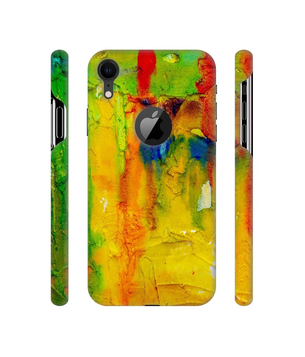 Amazon Brand - Solimo Designer Yellow and Green Paint 3D Printed Hard Back Case Mobile Cover for Apple iPhone XR (Logo Cut)