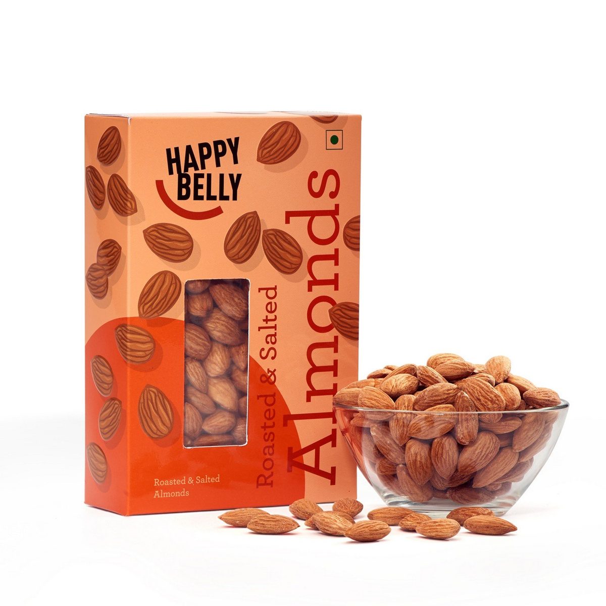 Happy Belly Roasted and Salted Almonds, 250g