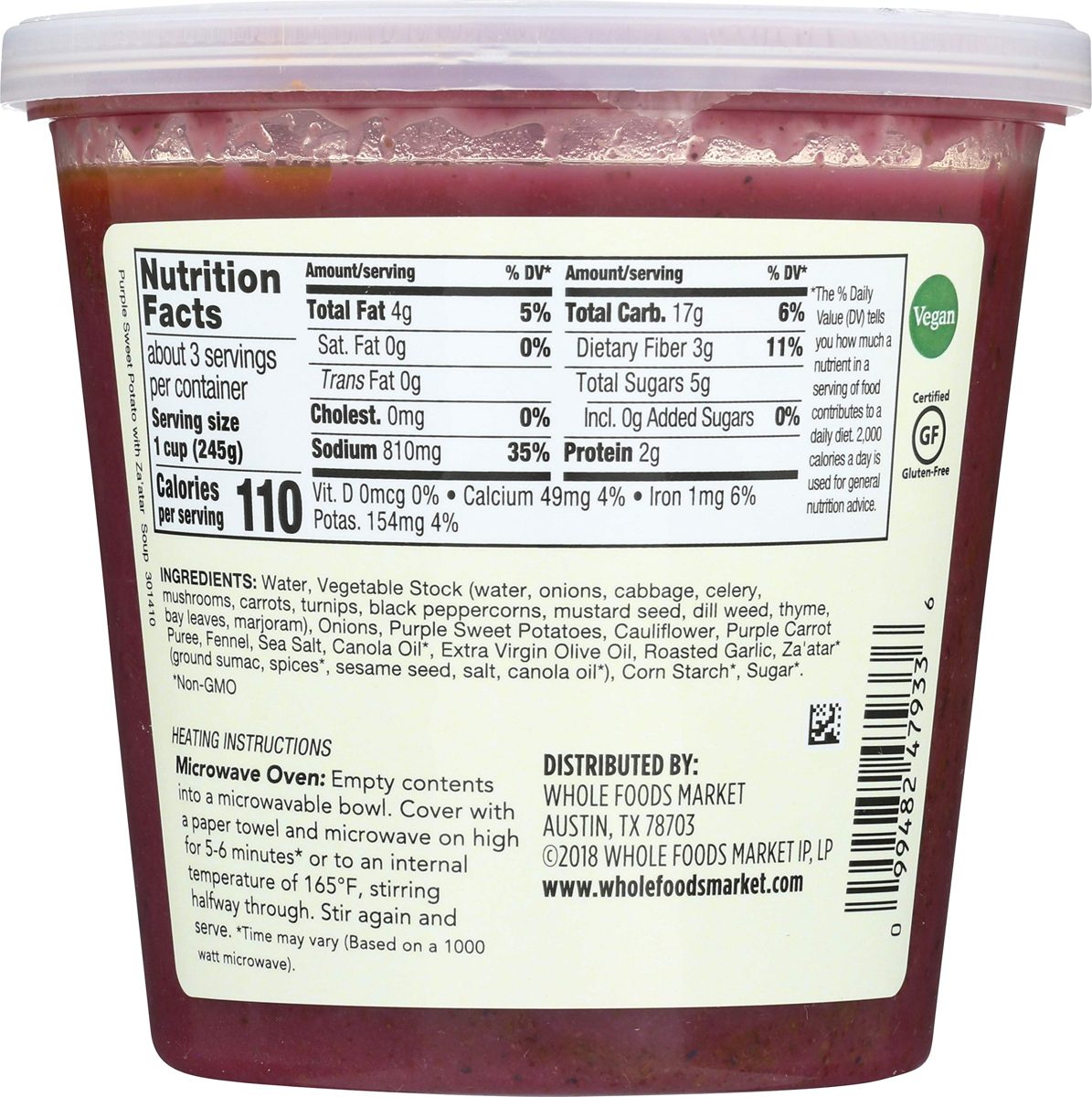 Whole Foods Market, Purple Sweet Potato with Za'atar Soup, 24 Ounce