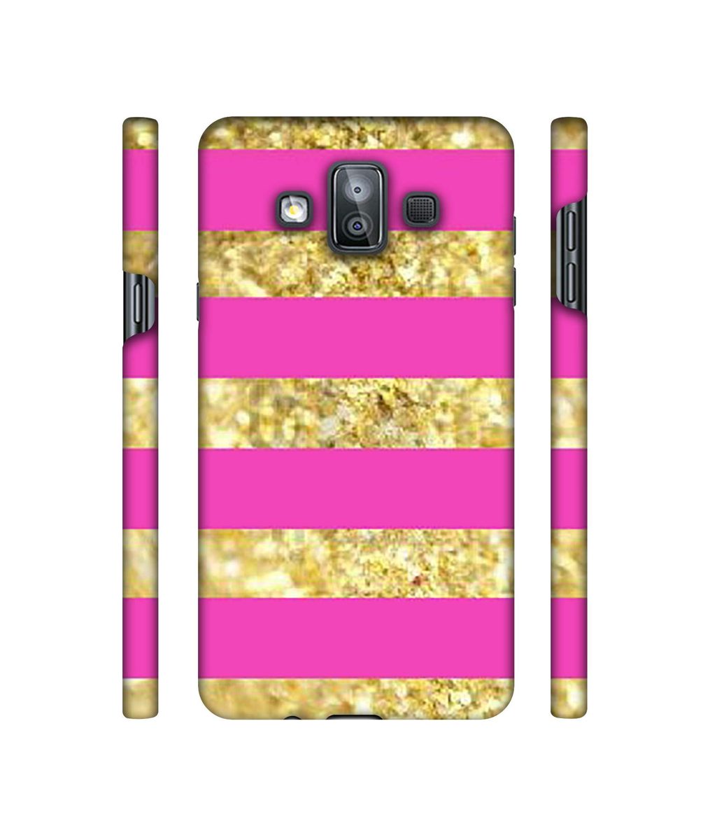 Amazon Brand - Solimo Designer Golden Stripes 3D Printed Hard Back Case Mobile Cover for Samsung Galaxy J7 Duo