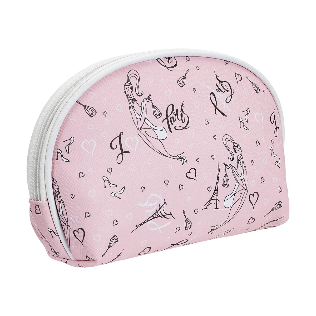 Amazon Brand - Solimo Cosmetic, Makeup & Toiletries Pouch (Paris; Pink)