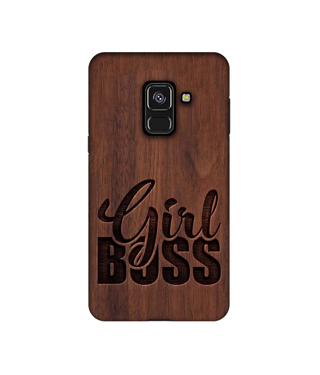 Amazon Brand - Solimo Designer Girl Boss On Wood UV Printed Soft Back Case Mobile Cover for Samsung Galaxy A8 Plus